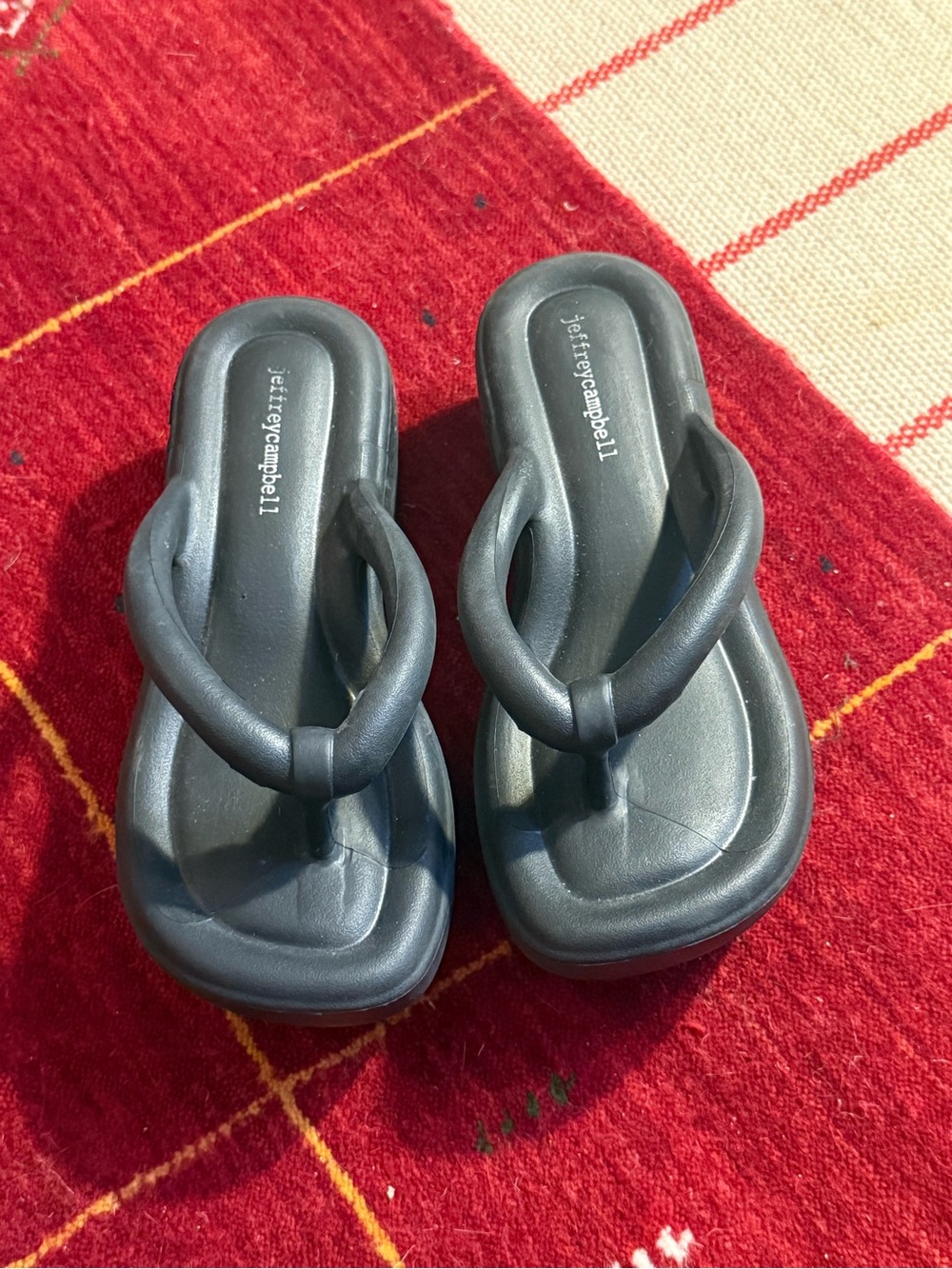 Jeffrey Campbell Black Padded Flip Flop Sandals